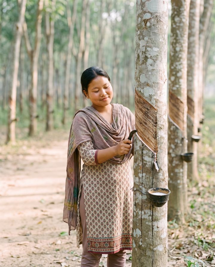 Tripura · rubber tapping