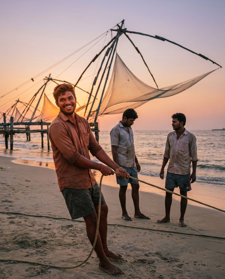 Kerala · the Fort Kochi nets